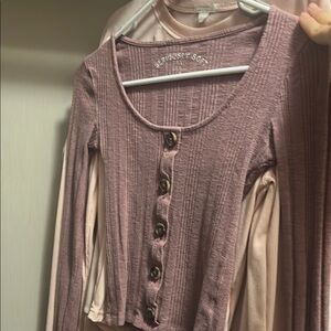Women's Mauve Button-Up Top